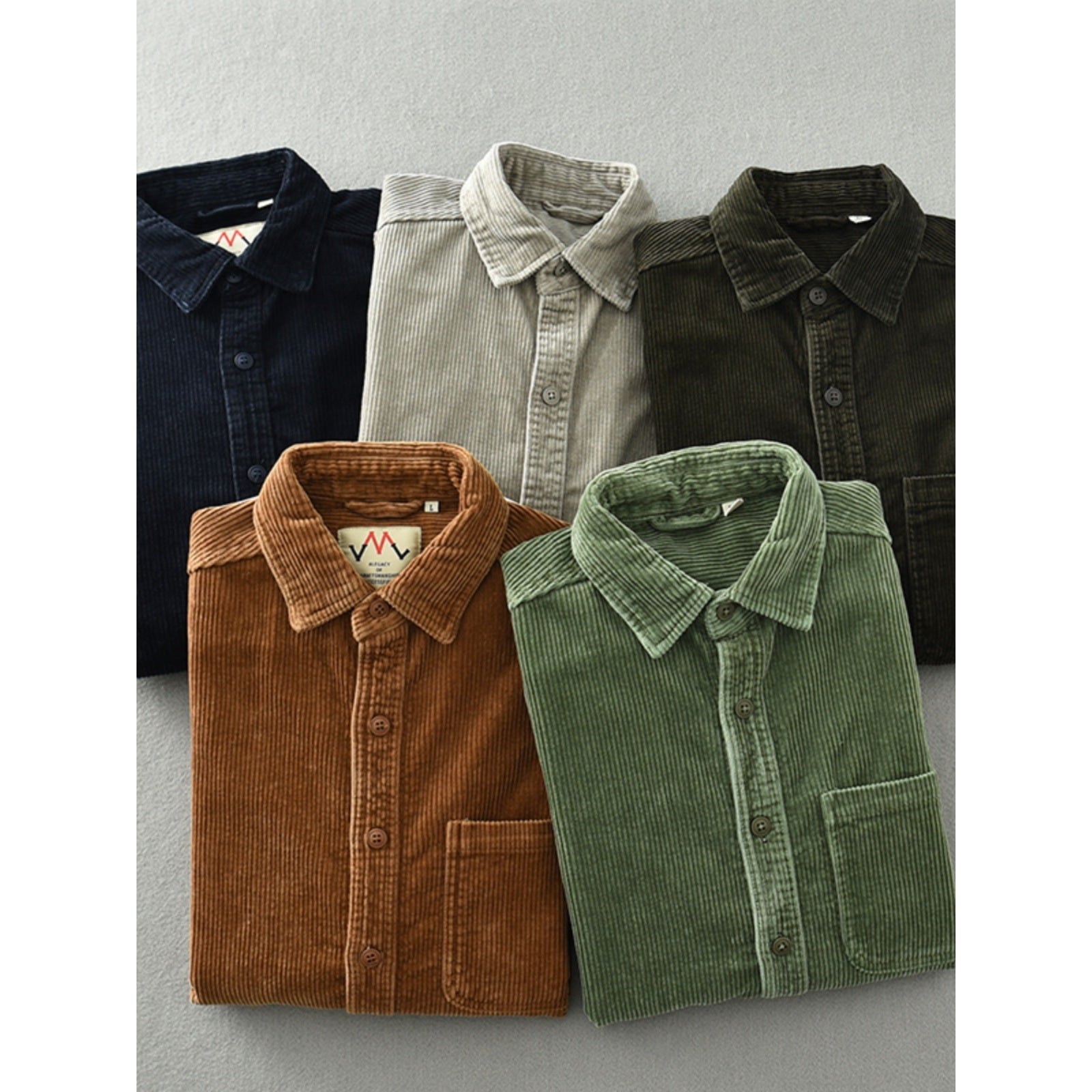 Men's Retro Loose Corduroy Long Sleeve Casual Cotton Shirt