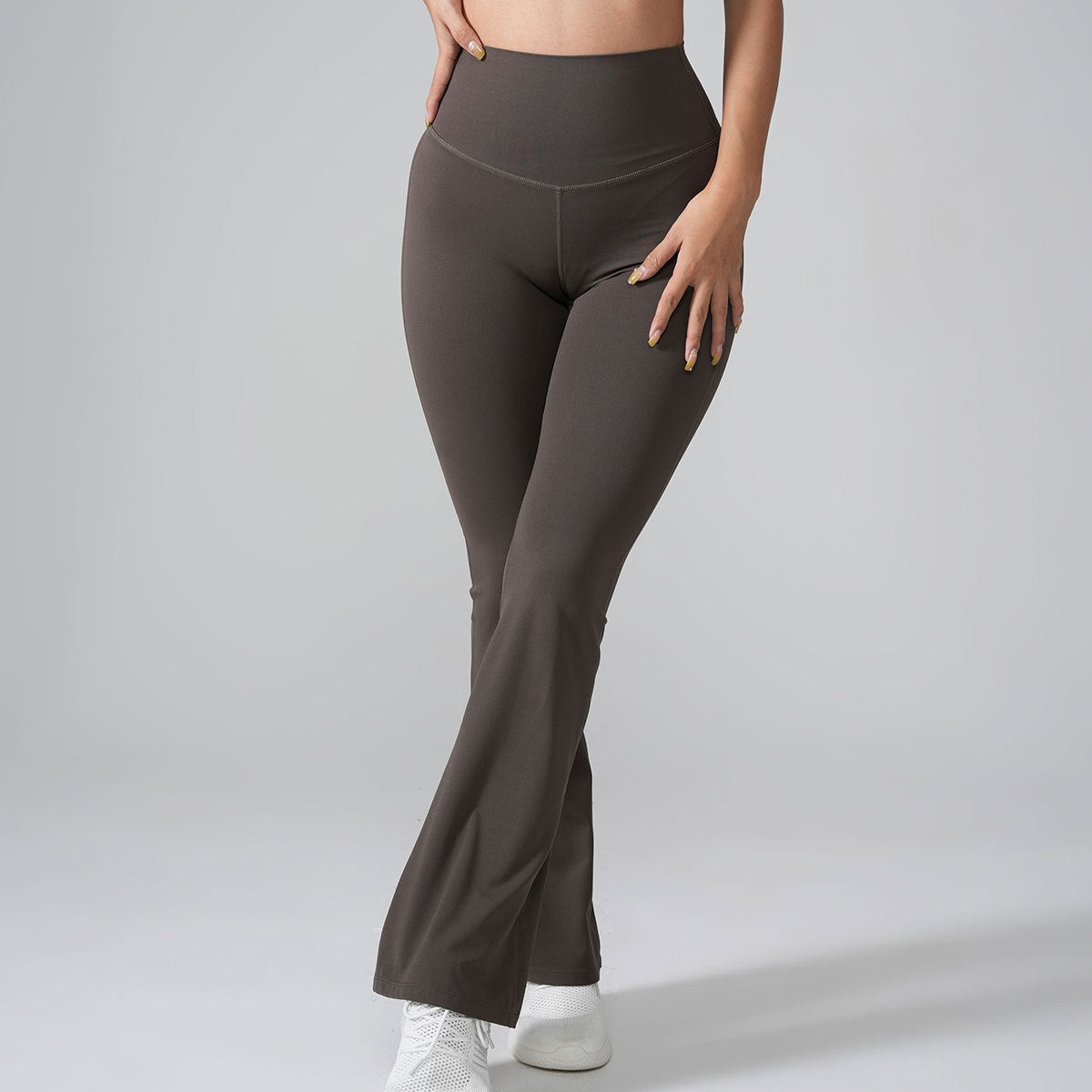 High Waist Hip Lift Peach Bell-bottom Pants Lycra Nude Feel Yoga Pants