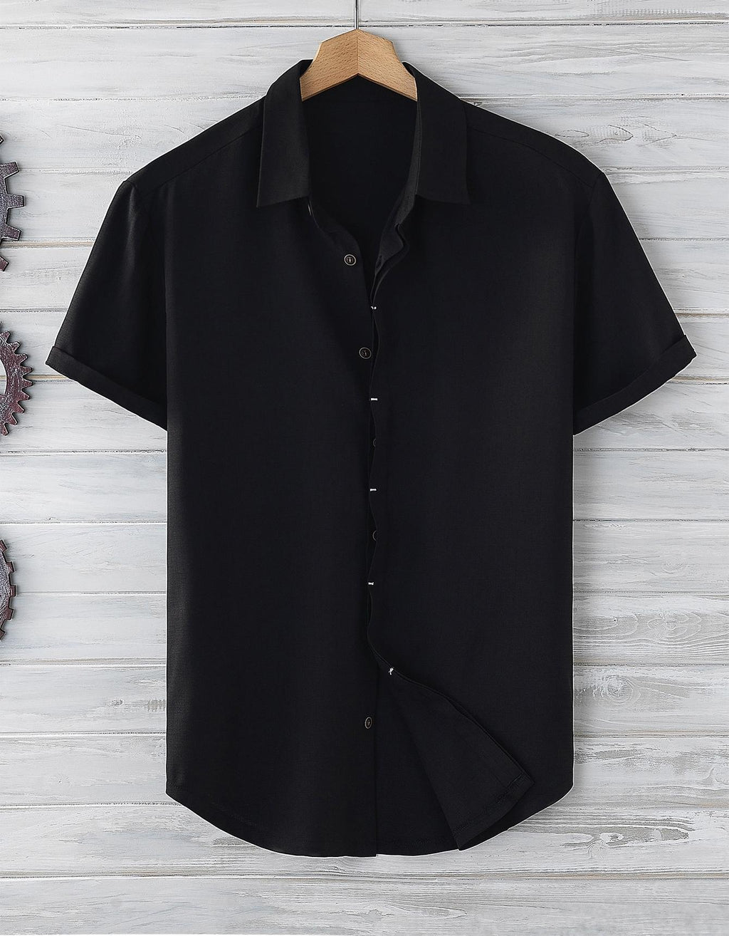 Men's Short Sleeve Loose Solid Color Shirt