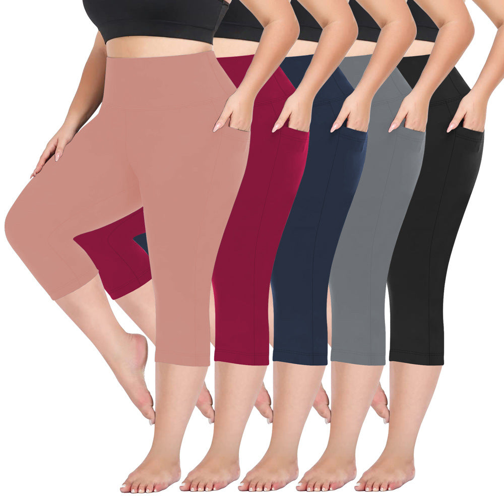 Pocket Plus Size Cropped Yoga Pants Tight