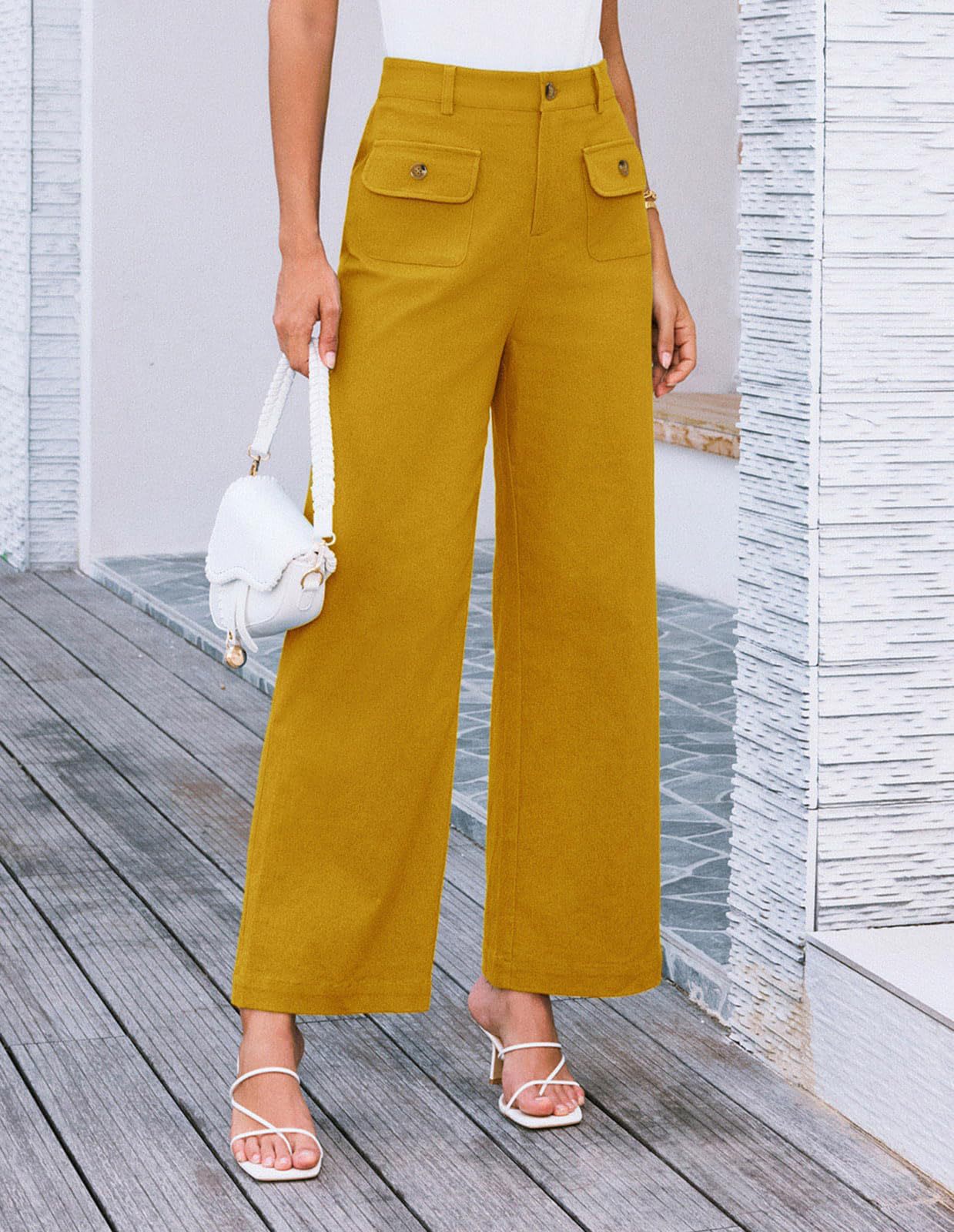 Business Casual Loose-fitting Trousers With Pockets