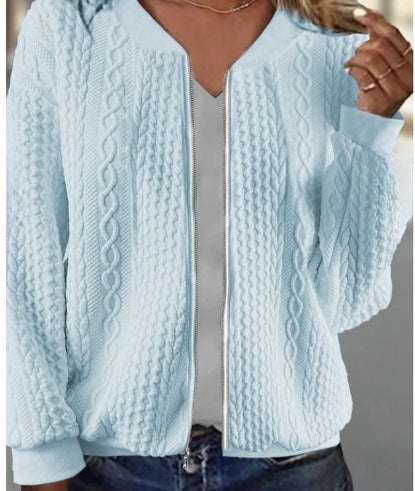 Women's Jacquard Long Sleeve Casual Short Coat