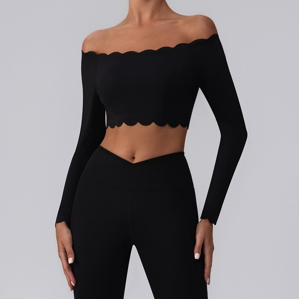 Off-shoulder Yoga Clothing Top Push Up With Breast Pads