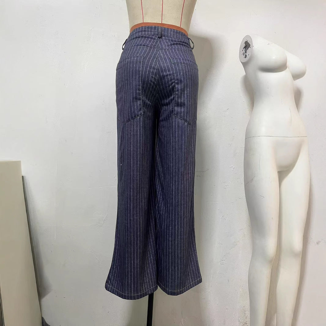 American Casual Denim Printing Loose Pockets