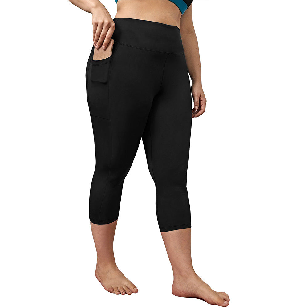 Pocket Plus Size Cropped Yoga Pants Tight