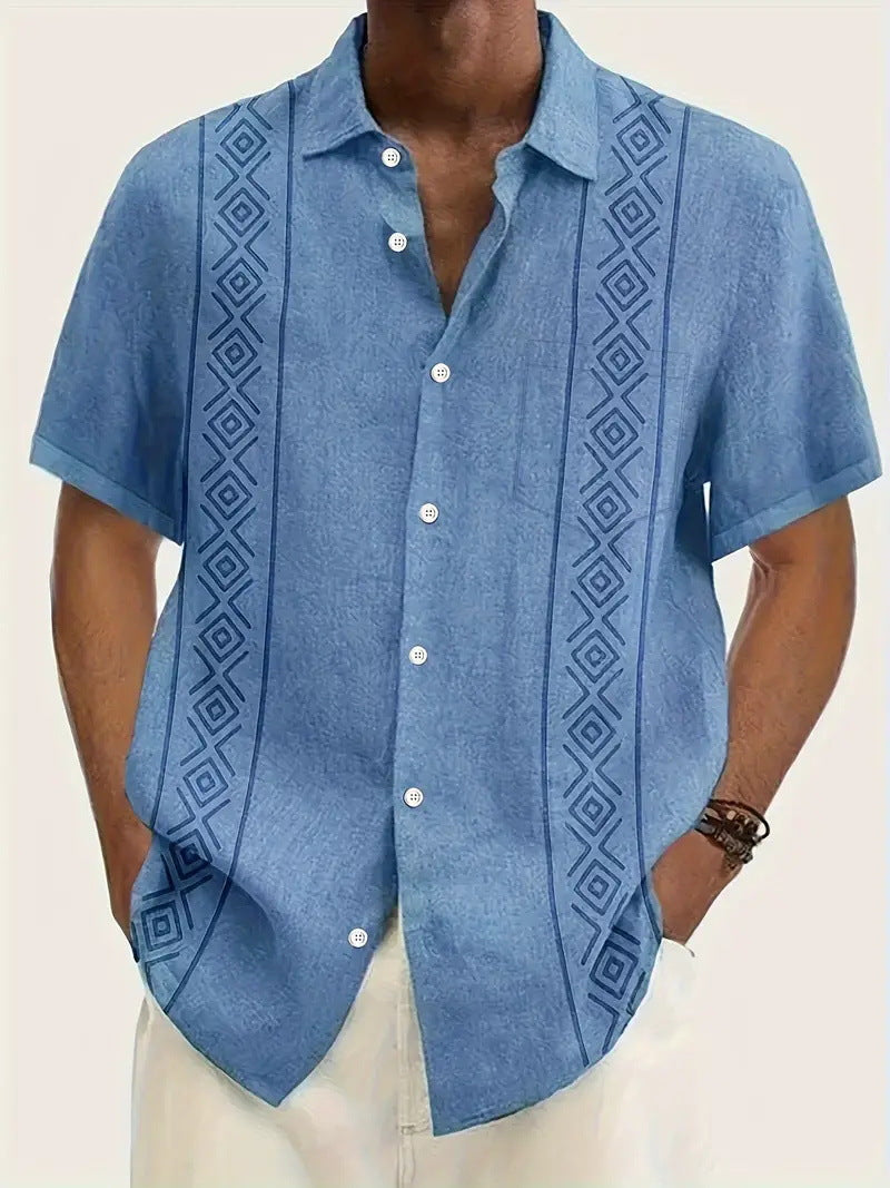 Simple Striped Element 3D Printing Stylish Cardigan Shirt