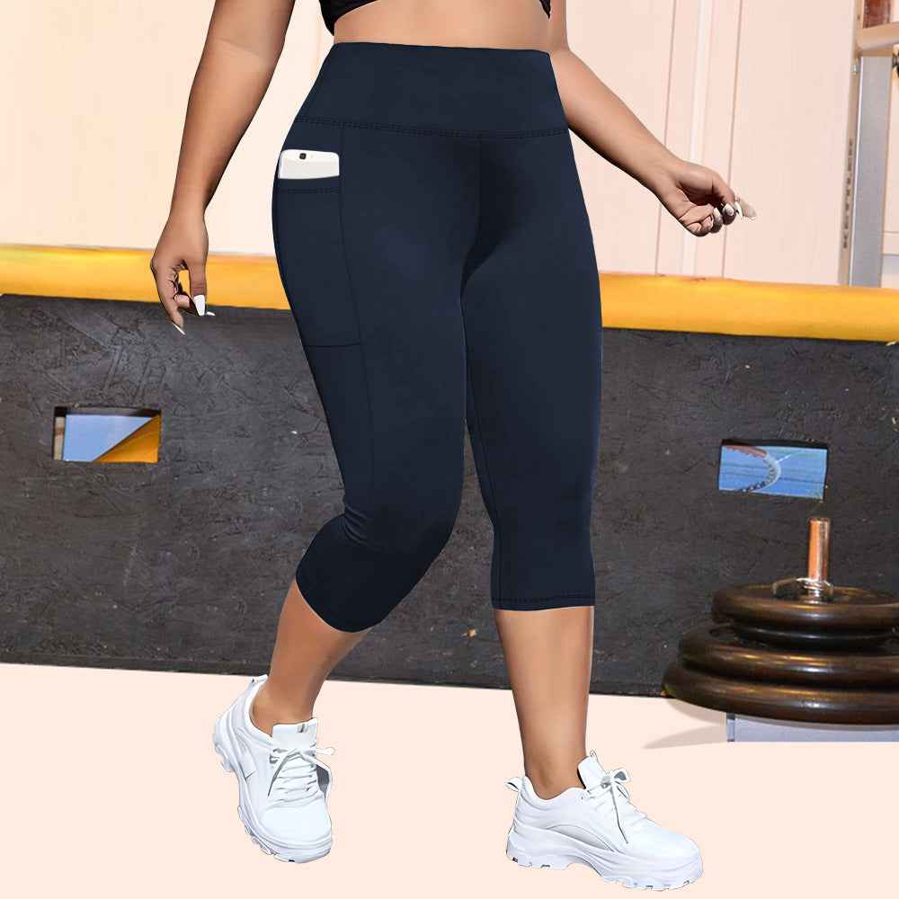 Pocket Plus Size Cropped Yoga Pants Tight
