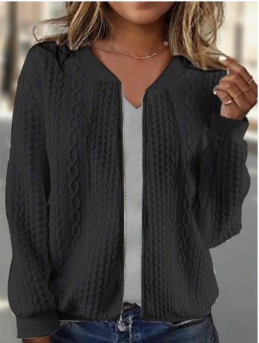 Women's Jacquard Long Sleeve Casual Short Coat