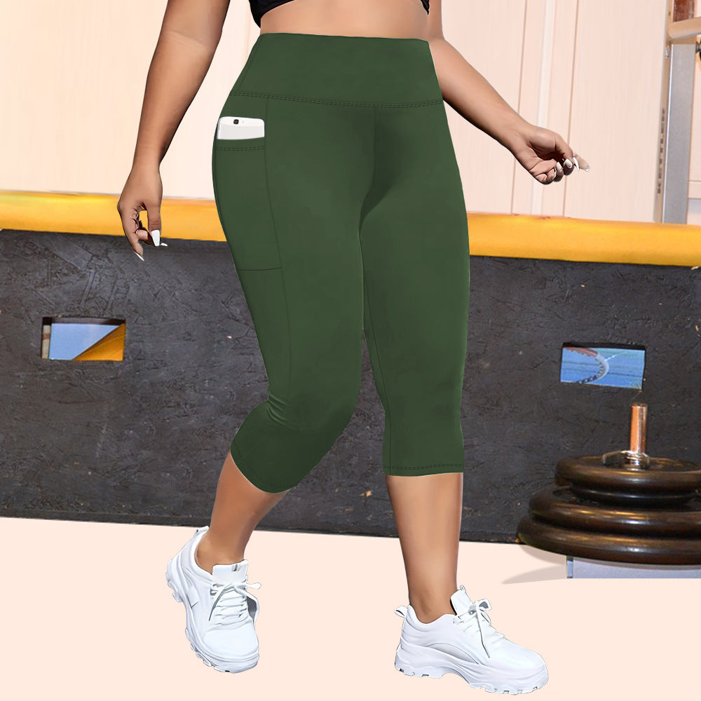 Pocket Plus Size Cropped Yoga Pants Tight