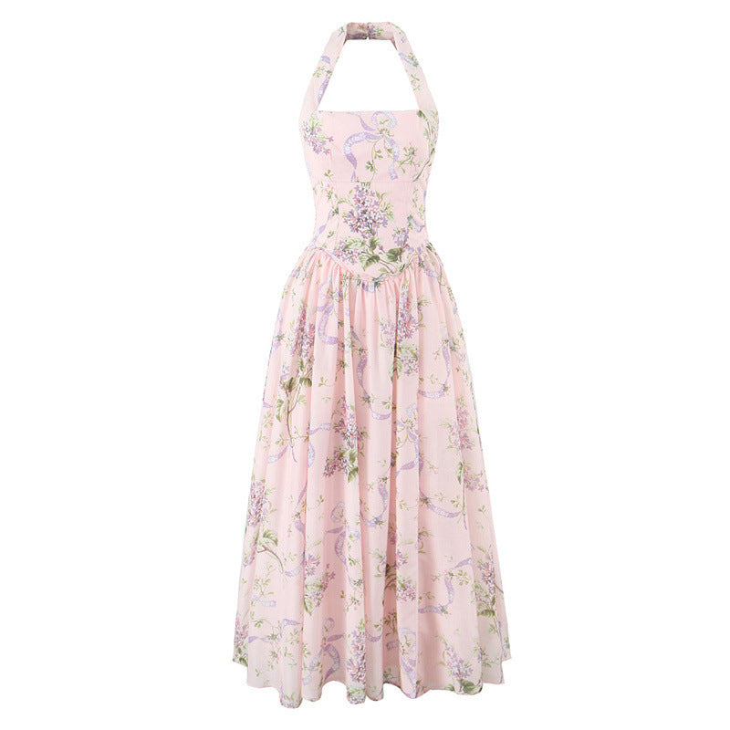 Lightweight Slim Fit Chiffon Split Mid-length Dress