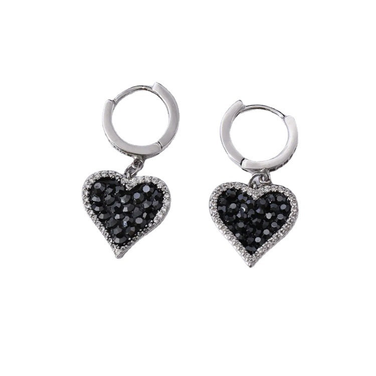 Micro Inlaid Zircon Rhinestone Love Heart Earrings