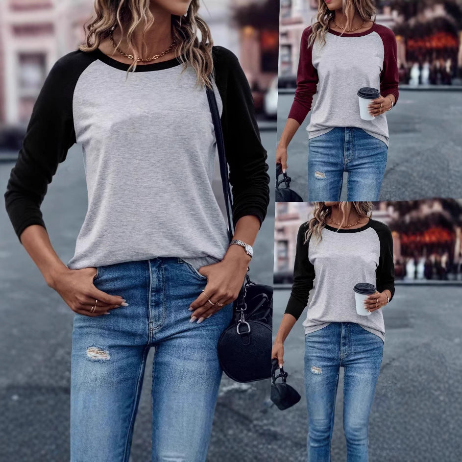 New Simple Fashion T-shirt In Contrast Color