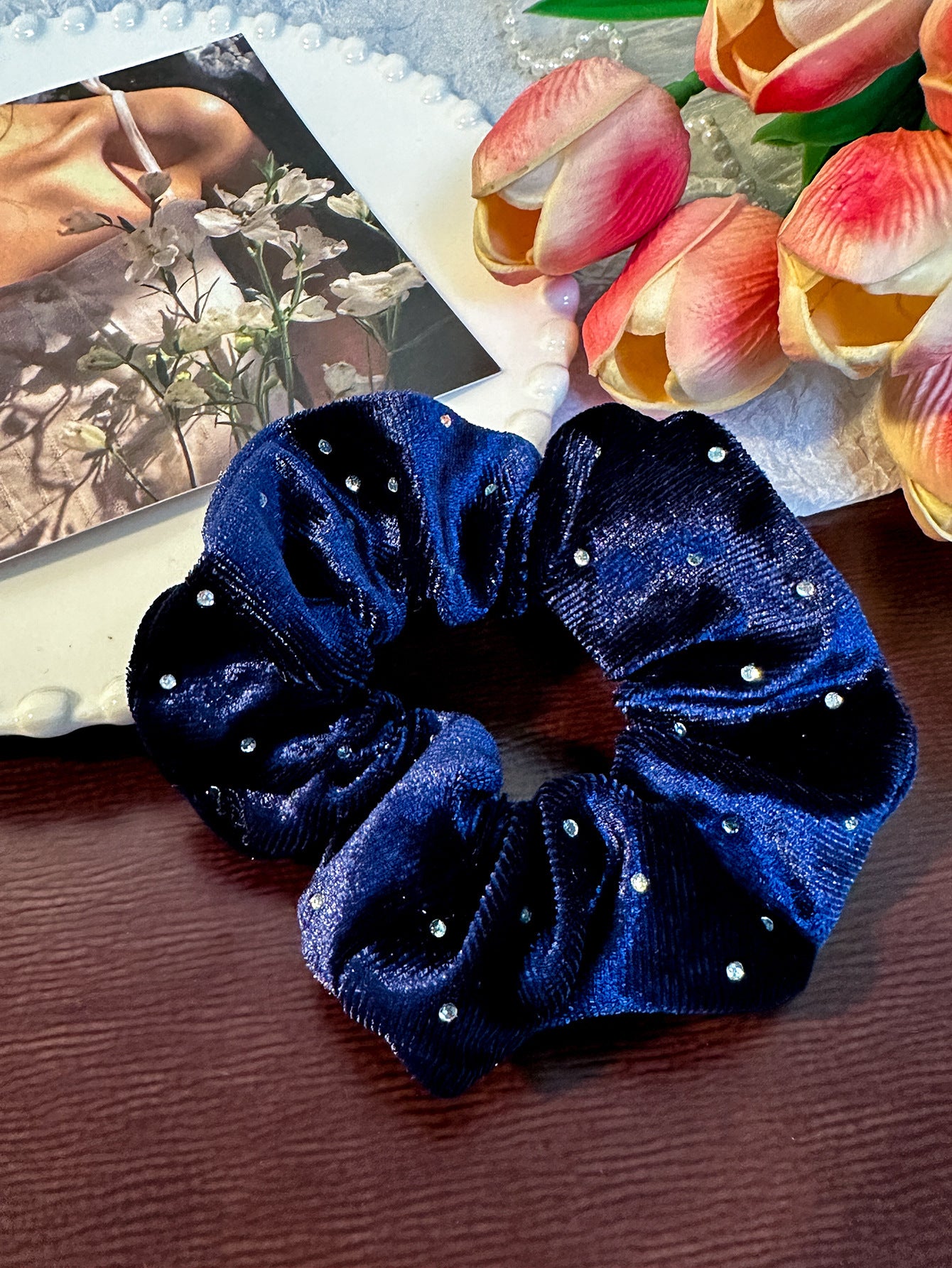 Korean Velvet Ring With Diamond Flannel Simple Headband Hair Accessories Elastic Flannel