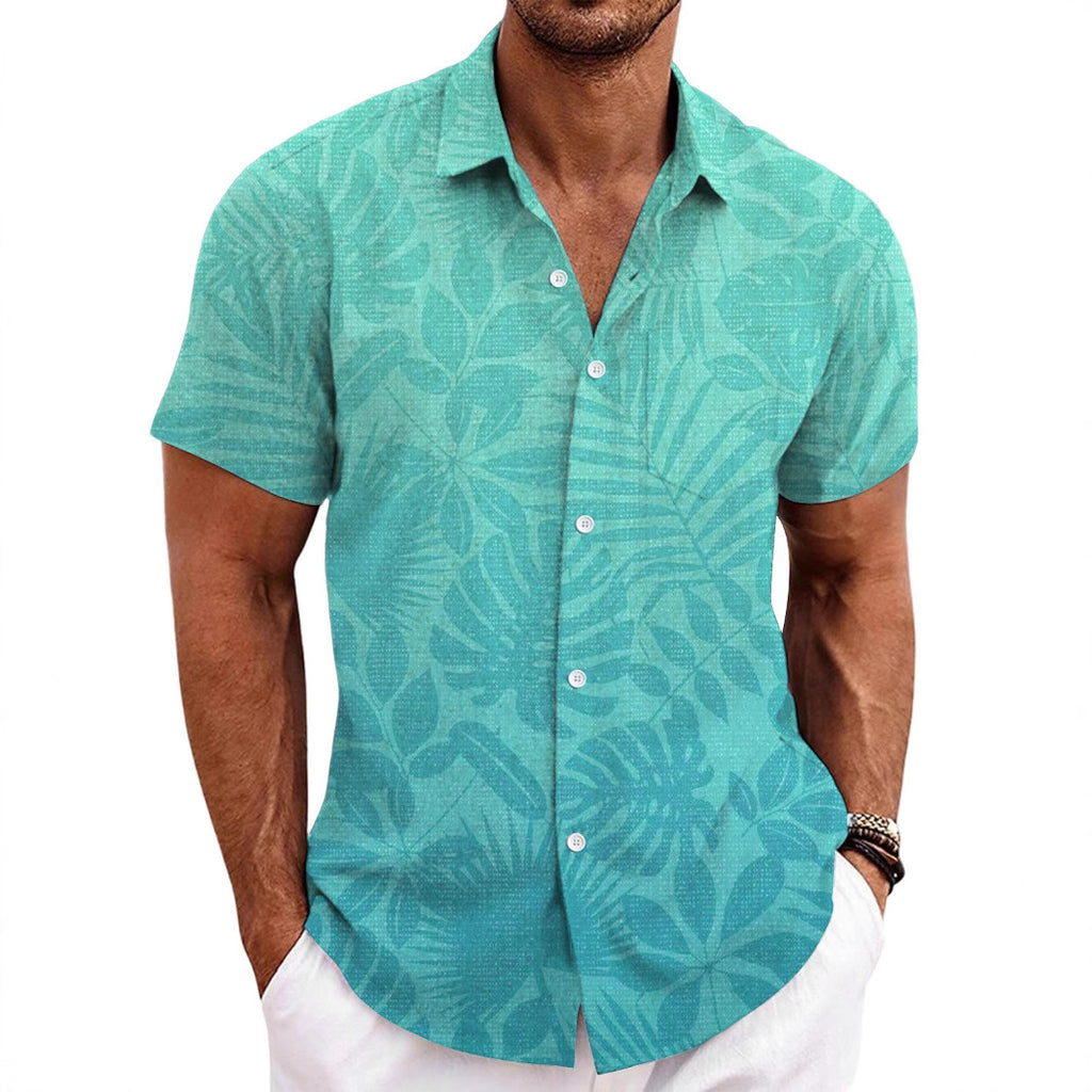 Solid Color Short Sleeve Cardigan Beach Shirt