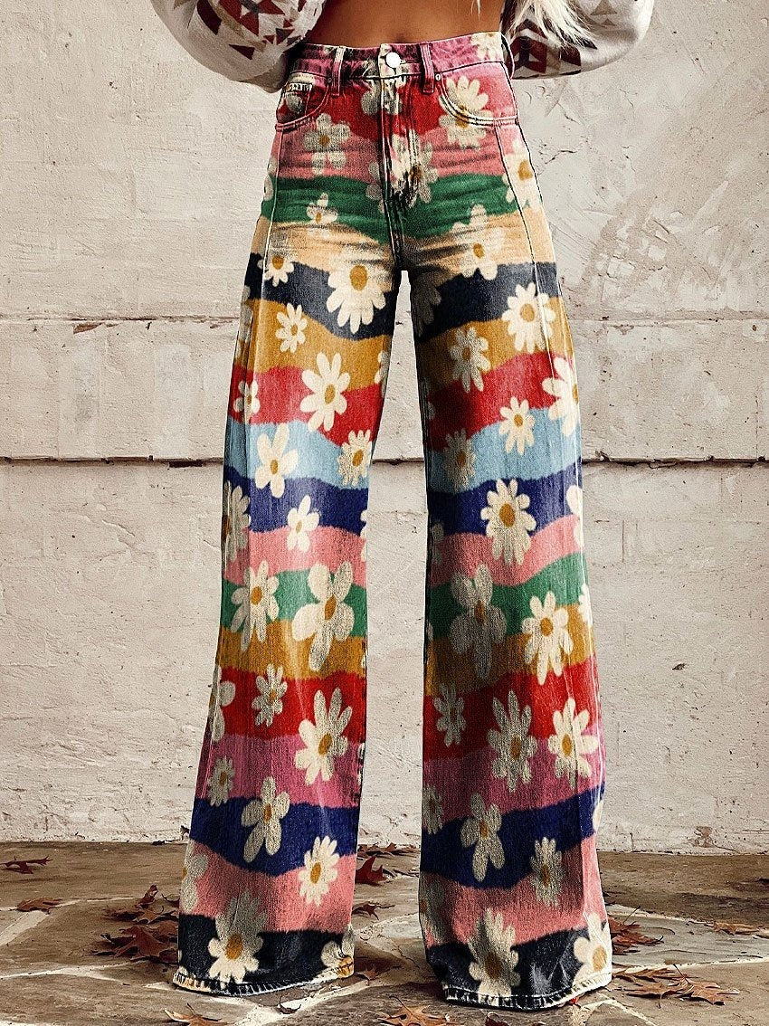Thin Anti-3D Trendy Bell-bottom Pants Women's Denim Wide-leg Pants