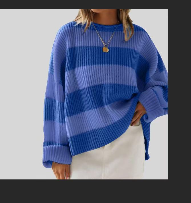 Women's Bell Sleeve Loose Sweater Striped