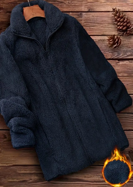 A Plain-colored Plush Coat For Ladies