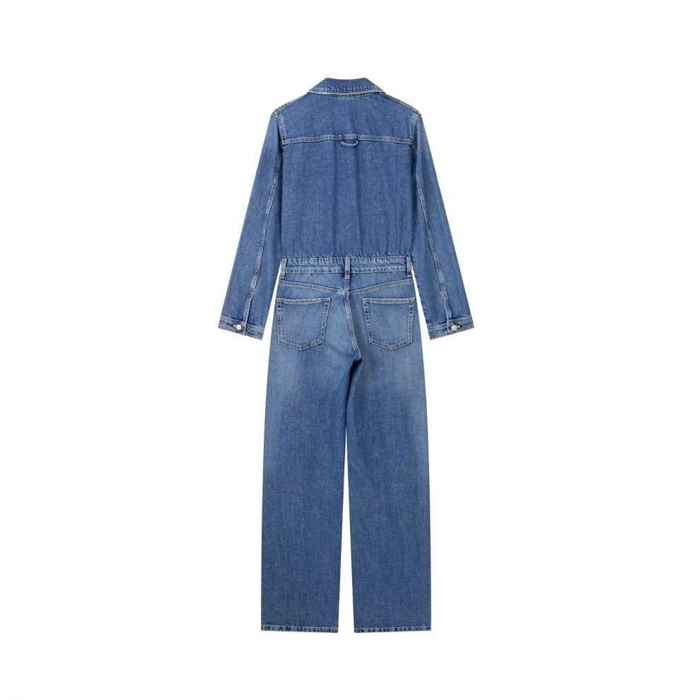 Women's Street Trend Casual Straight-leg Denim Jumpsuit