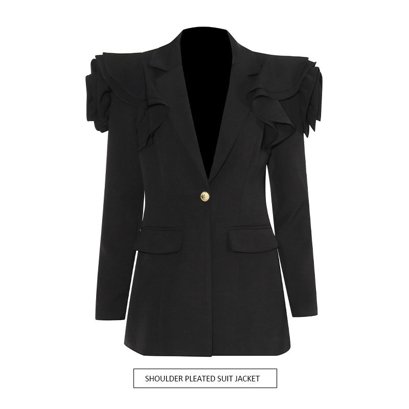 V-neck One Button Waist-tight Slimming Suit Coat