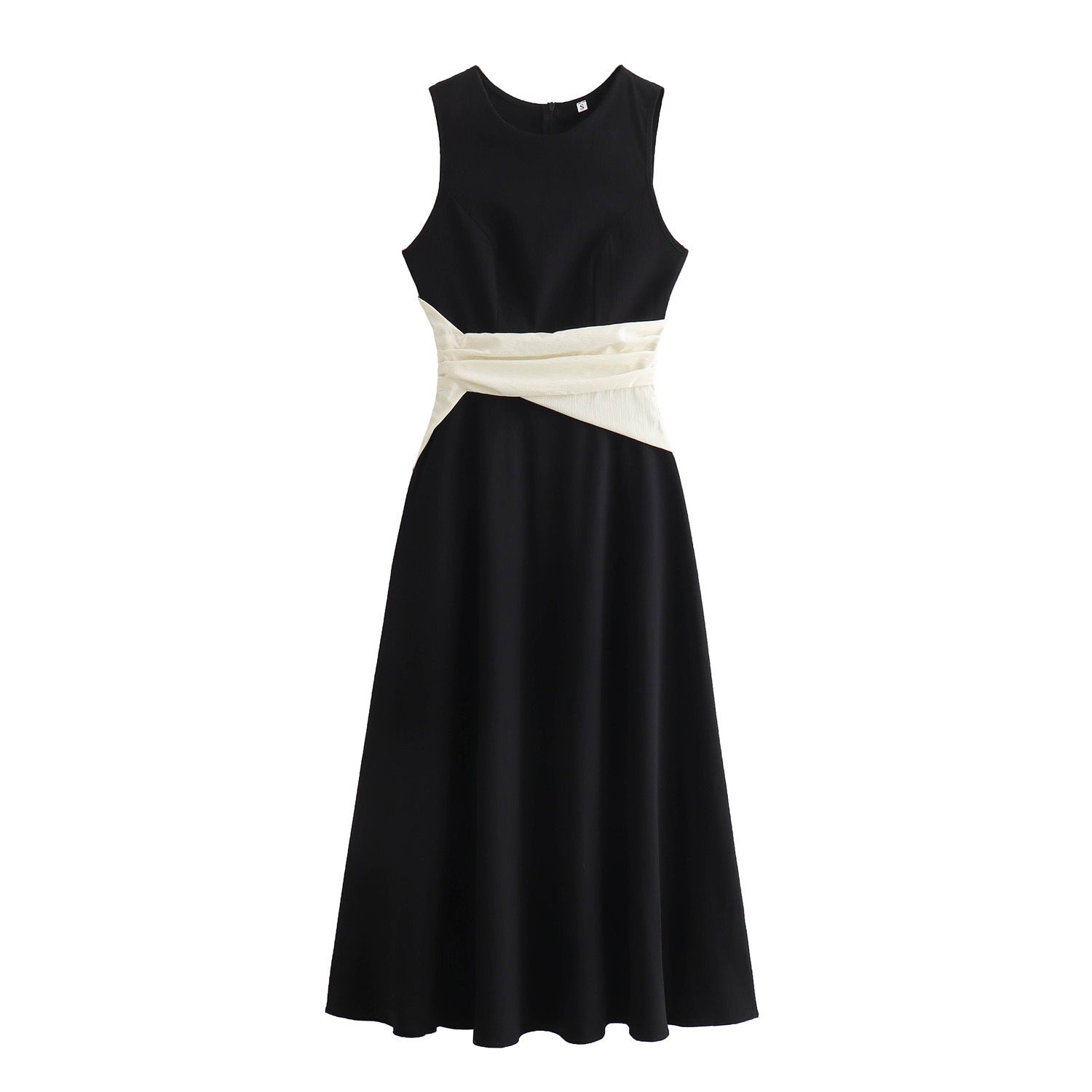 European And American Elegant Style Sleeveless Vest Color Collision Design Long Dress For Women