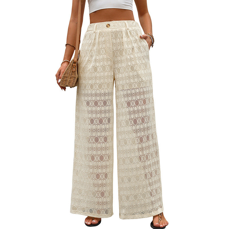 European And American Pants Women's High Waist Loose Lace Wide Leg Pants