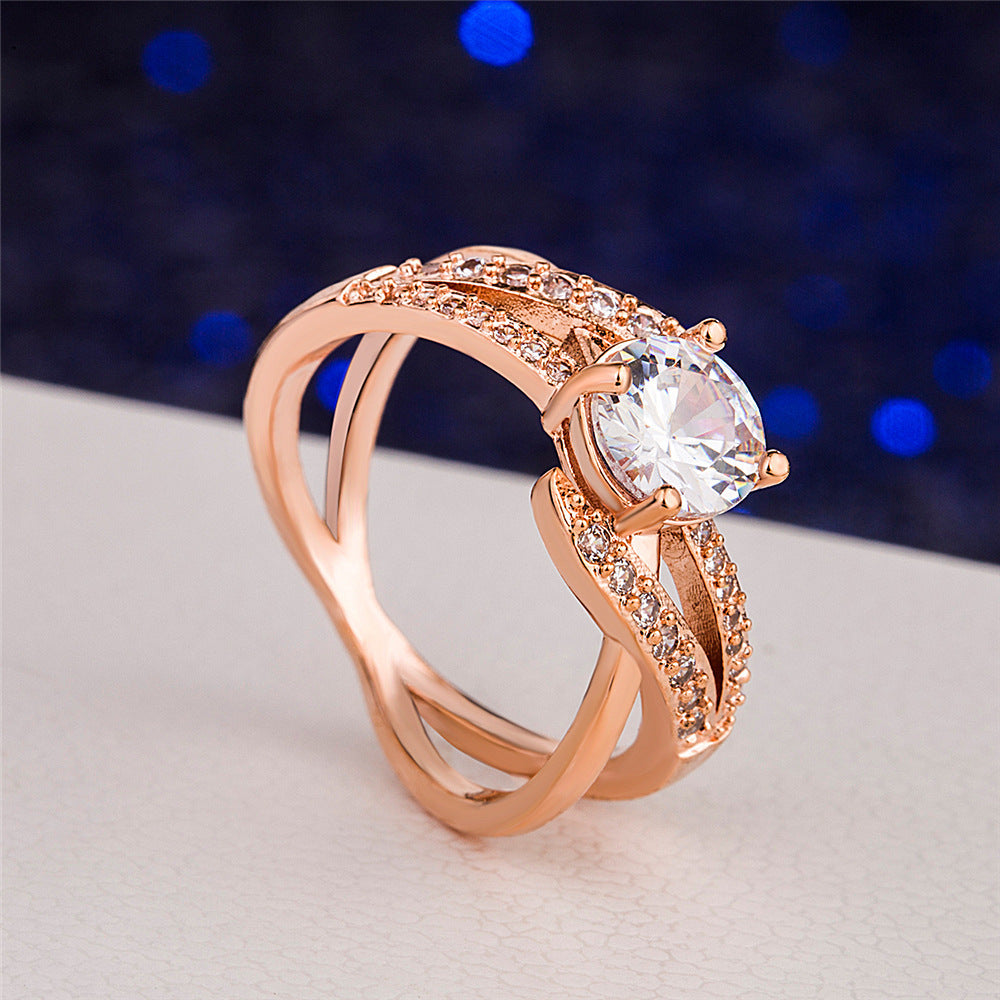 New Rose Gold Plated Diamond-studded Ring