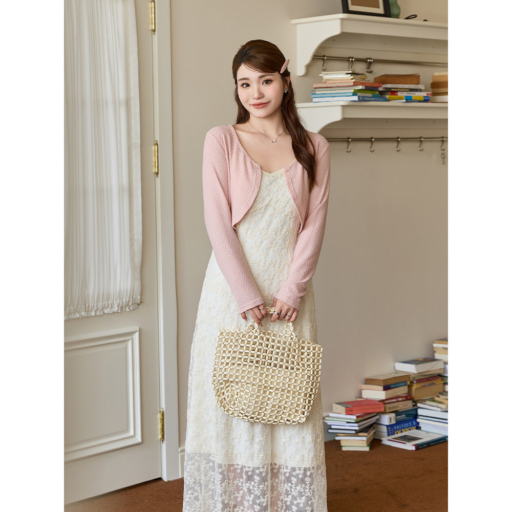 Temperament High Waist Embroidery Lace Floral Slip Dress