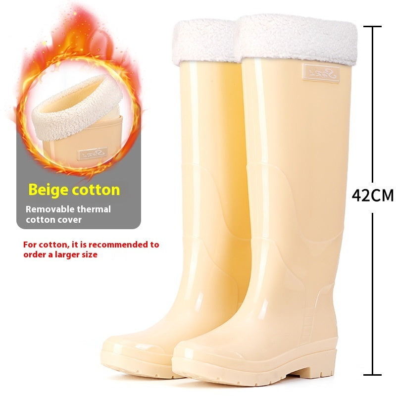 Fleece-lined Warm Length Waterproof Rain Boots