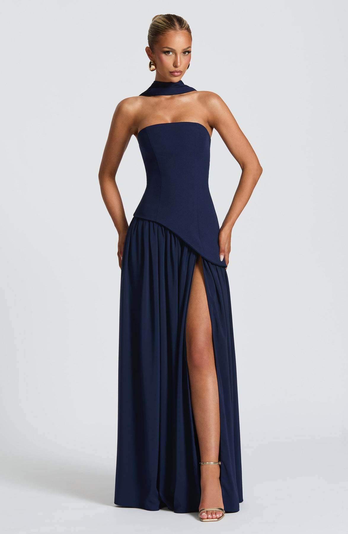 Fashion Sexy Backless Tube Top Pure Color Split Dress