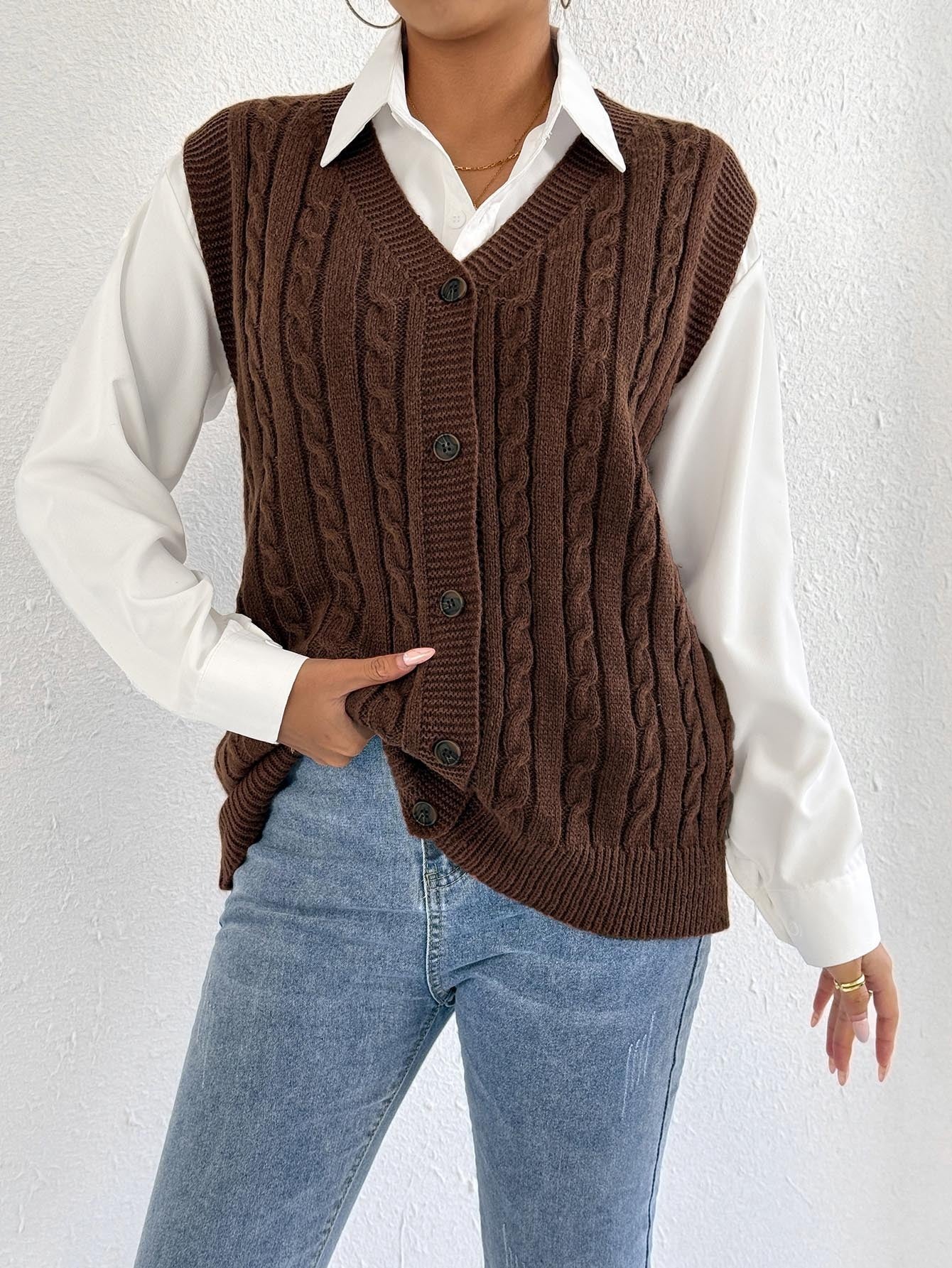 European And American Leisure Outer Twist Woven Vest
