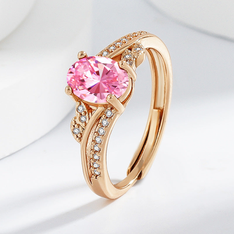 Garnet Oval Multi-color Colored Gems Ring For Women