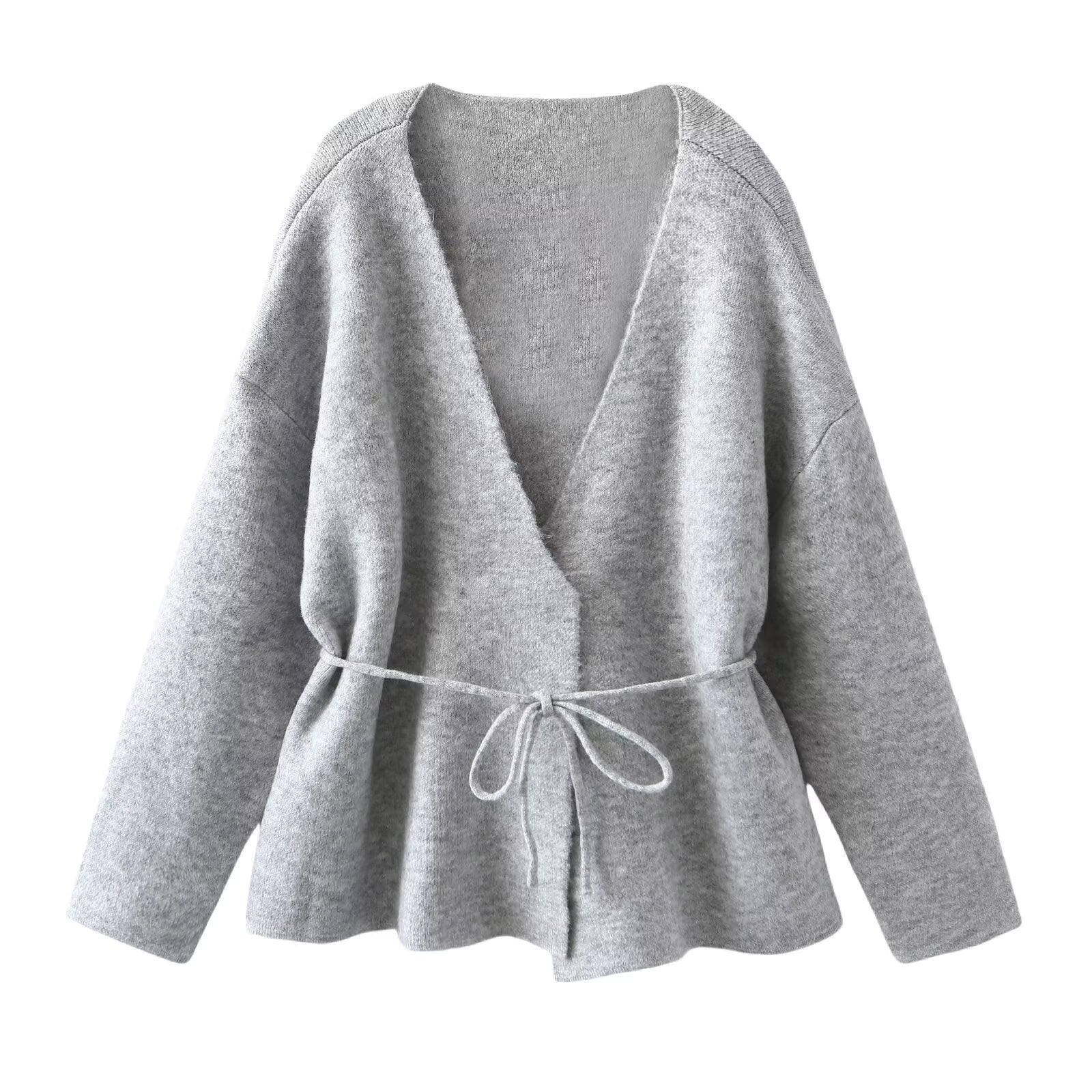 Autumn And Winter Belt Woolen Simple Cardigan Sweater