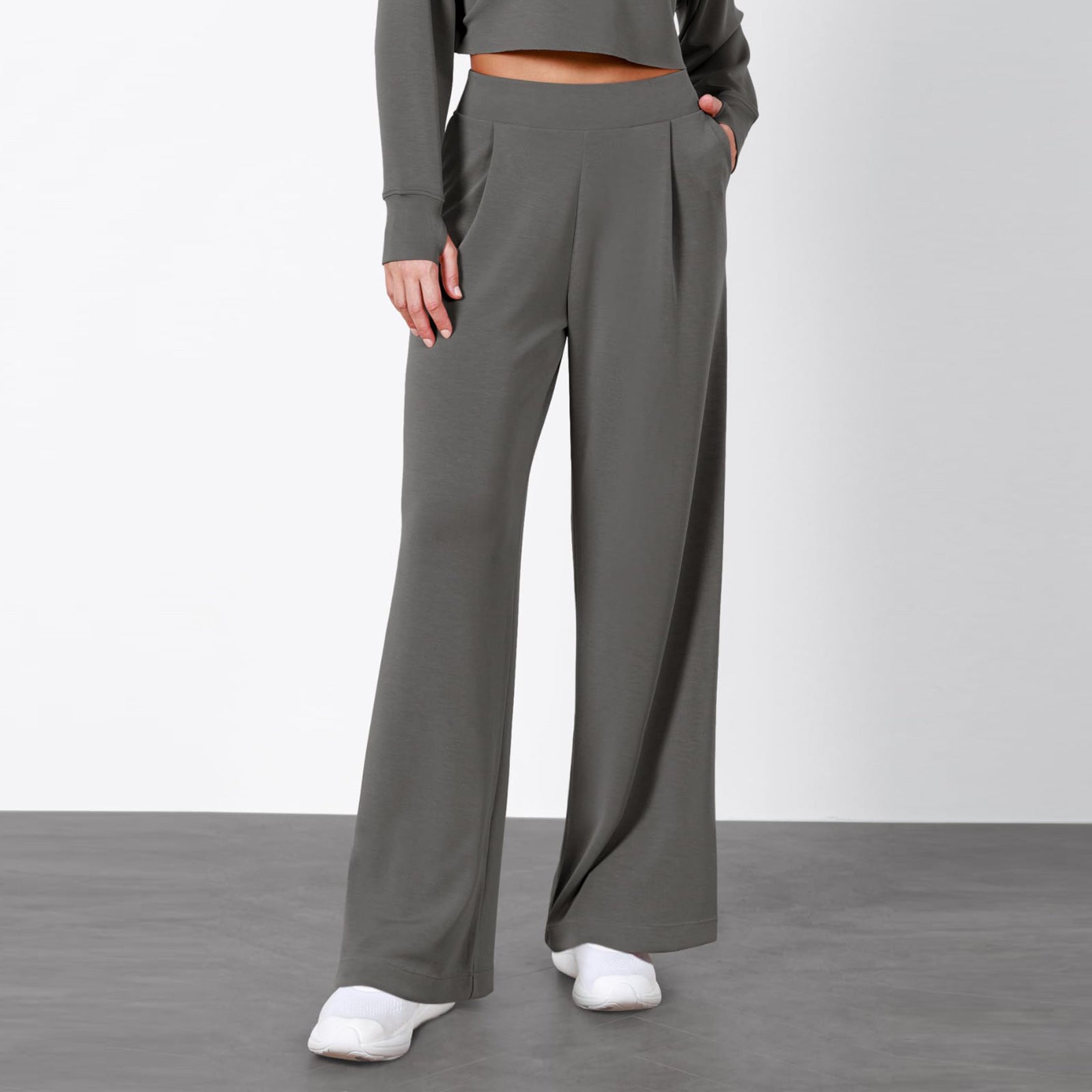 Simple High Waist Female Drooping Straight Pants