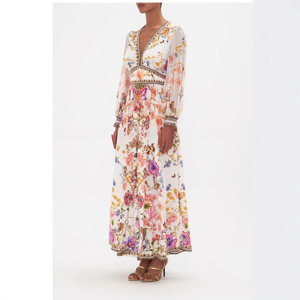 Retro Ethnic Style High Waist Dress