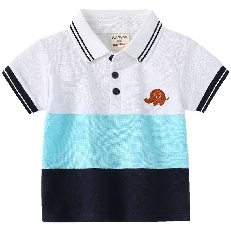 Boys' Fashion Colorful Lapel Short-sleeved Tops