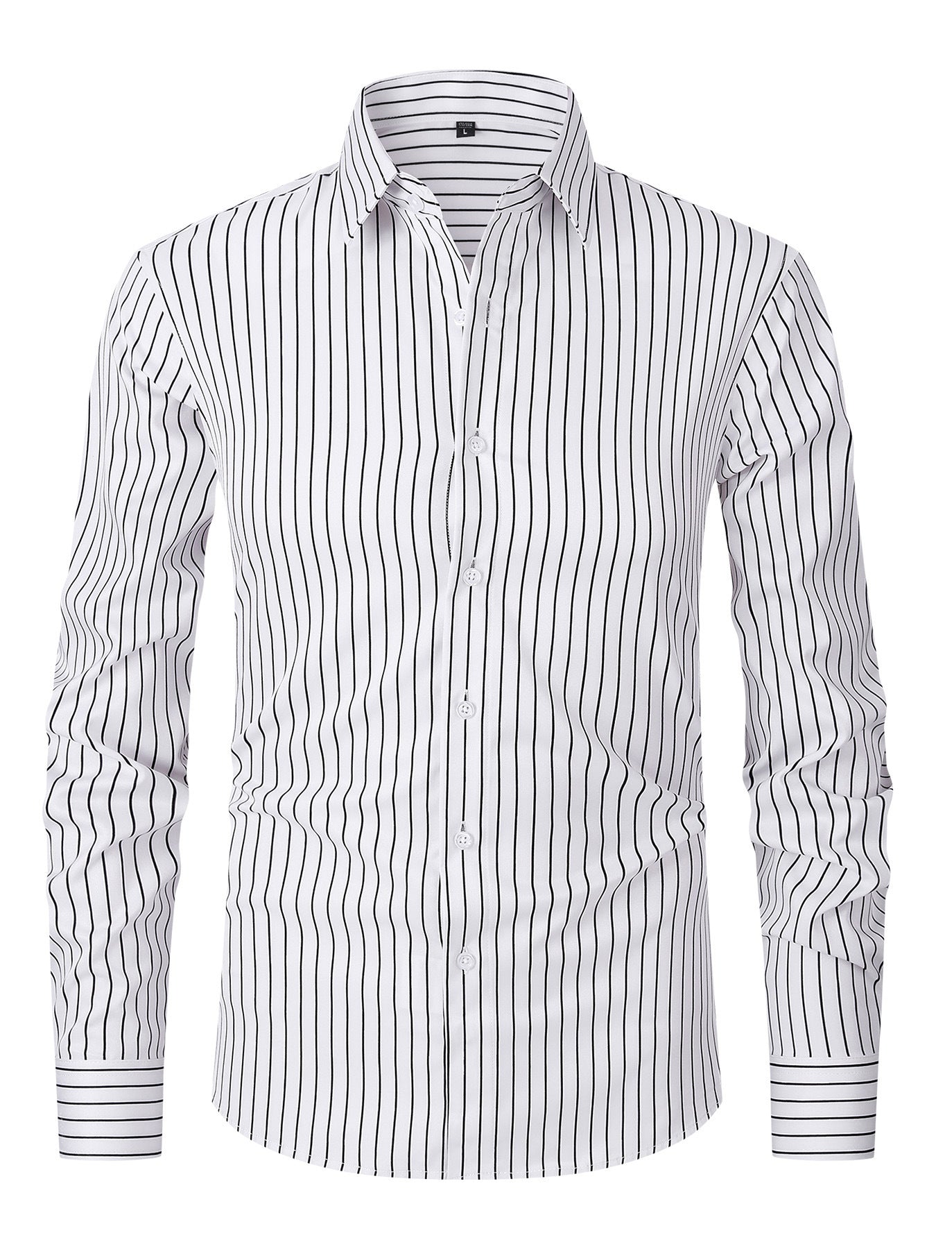 Men's Striped All-matching Ice Silk Long Sleeve Shirt