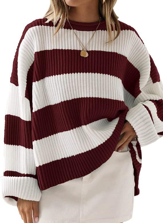 Women's Bell Sleeve Loose Sweater Striped