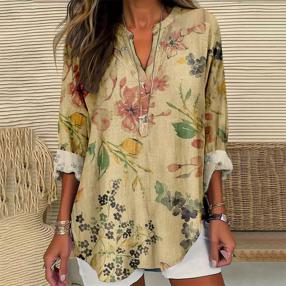 Spring And Summer Women's Clothing European And American Fashion Long Sleeve Shirt