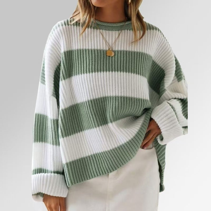 Women's Bell Sleeve Loose Sweater Striped