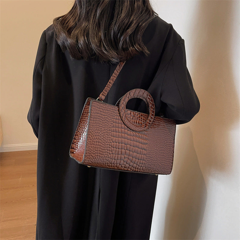 Fall Winter Fashion Retro Handbag Stone Texture Niche Bag Simple Women
