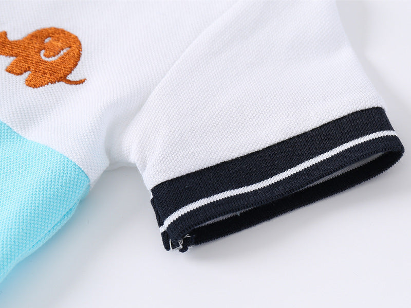 Boys' Fashion Colorful Lapel Short-sleeved Tops