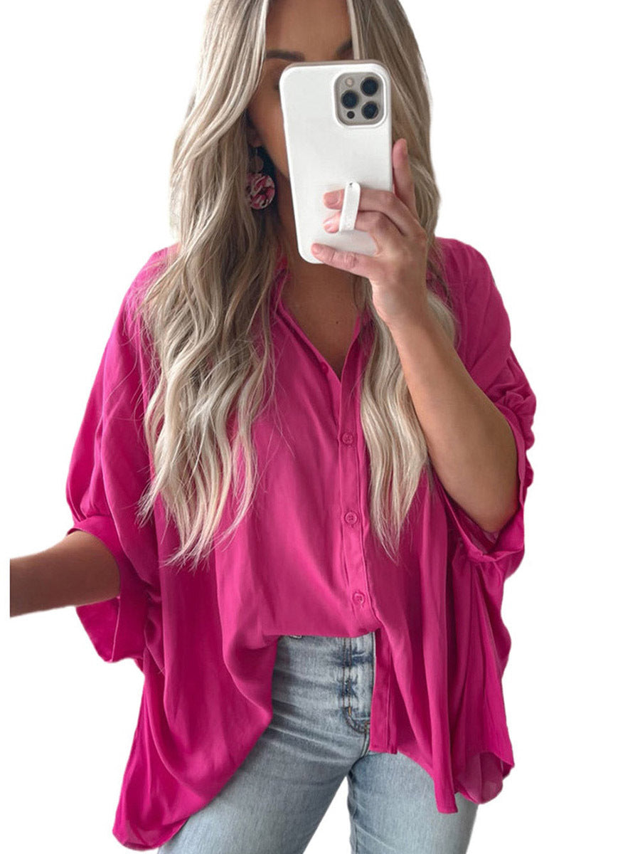 Solid Color Half Sleeve Shirt For Women