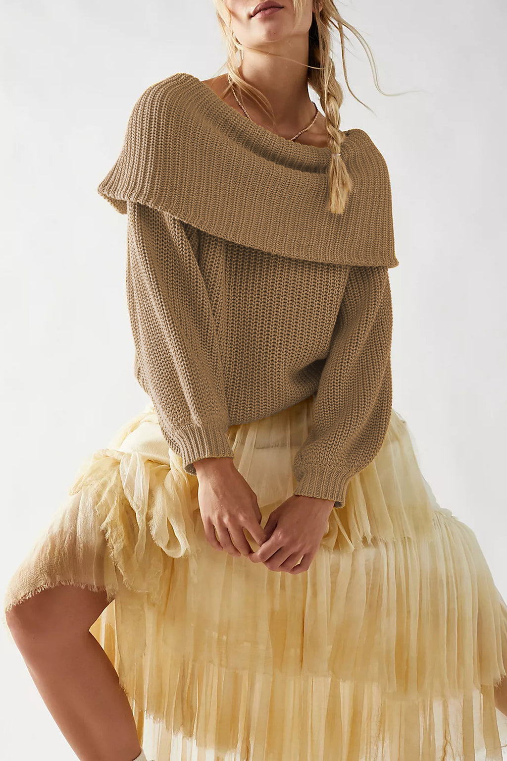 Loose Off Shoulder Pullover Top Sweater