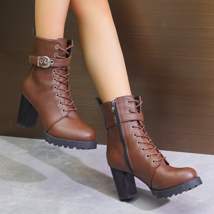 Autumn And Winter New Women's Plus Size Martin Boots Ankle Boots Belt Buckle