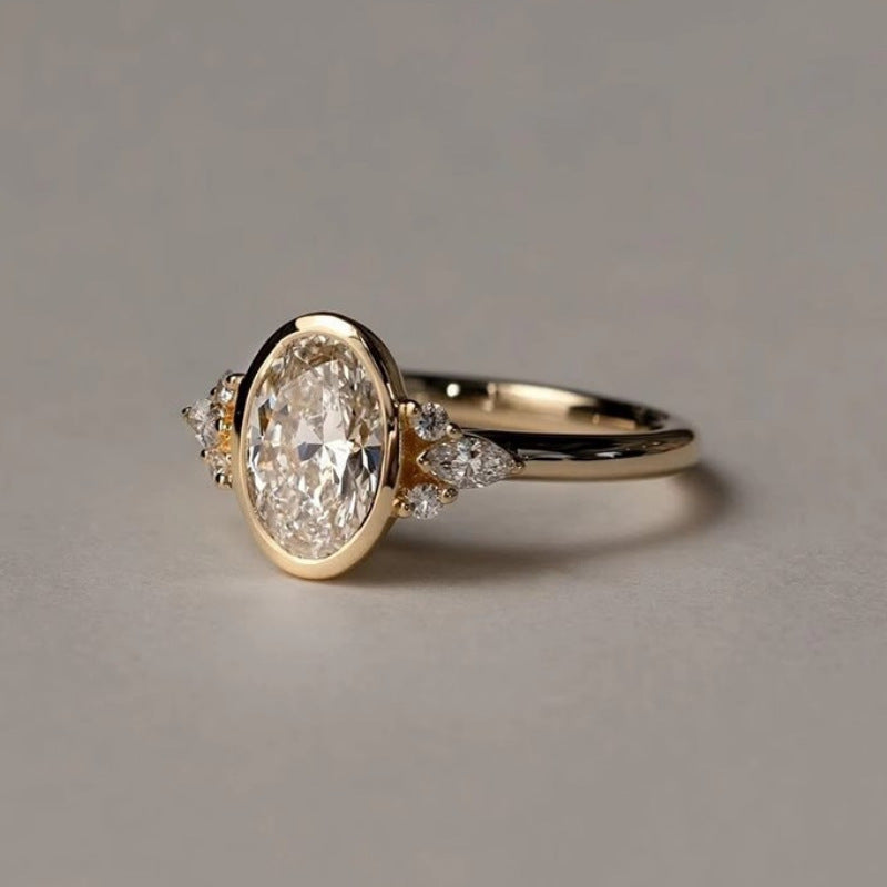Ins Style Oval Zircon Ring