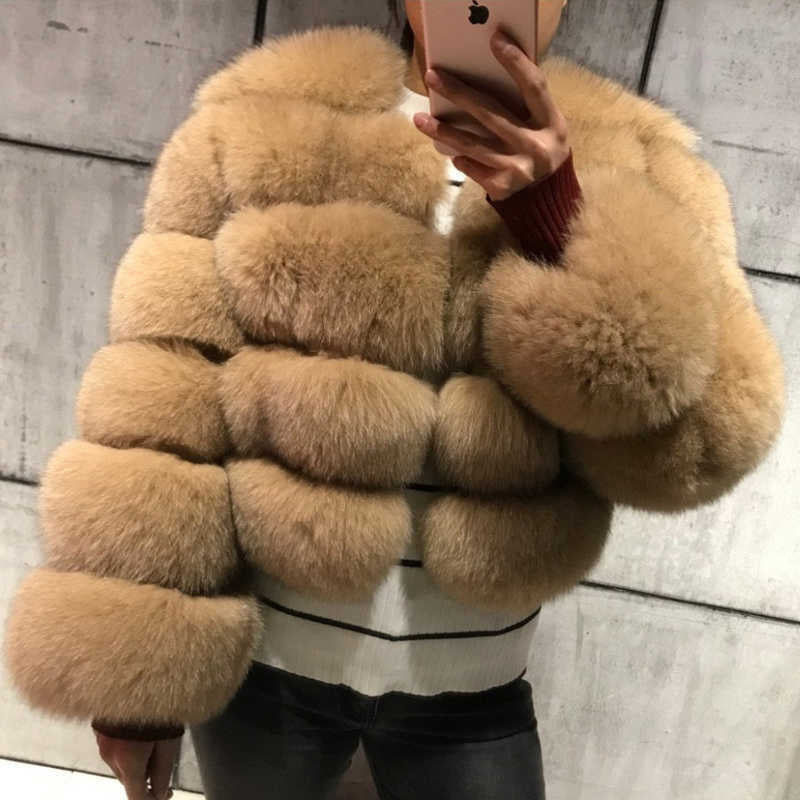 Coat Fox Fur Stitching Thickening Warm Long Sleeves Short