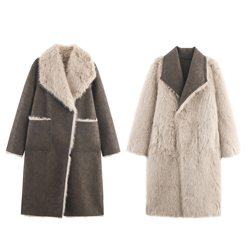 Winter European And American Double-sided Reversible Faux Fur Coat