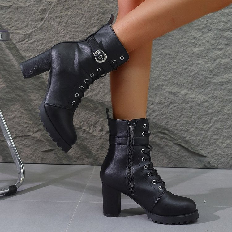 Autumn And Winter New Women's Plus Size Martin Boots Ankle Boots Belt Buckle