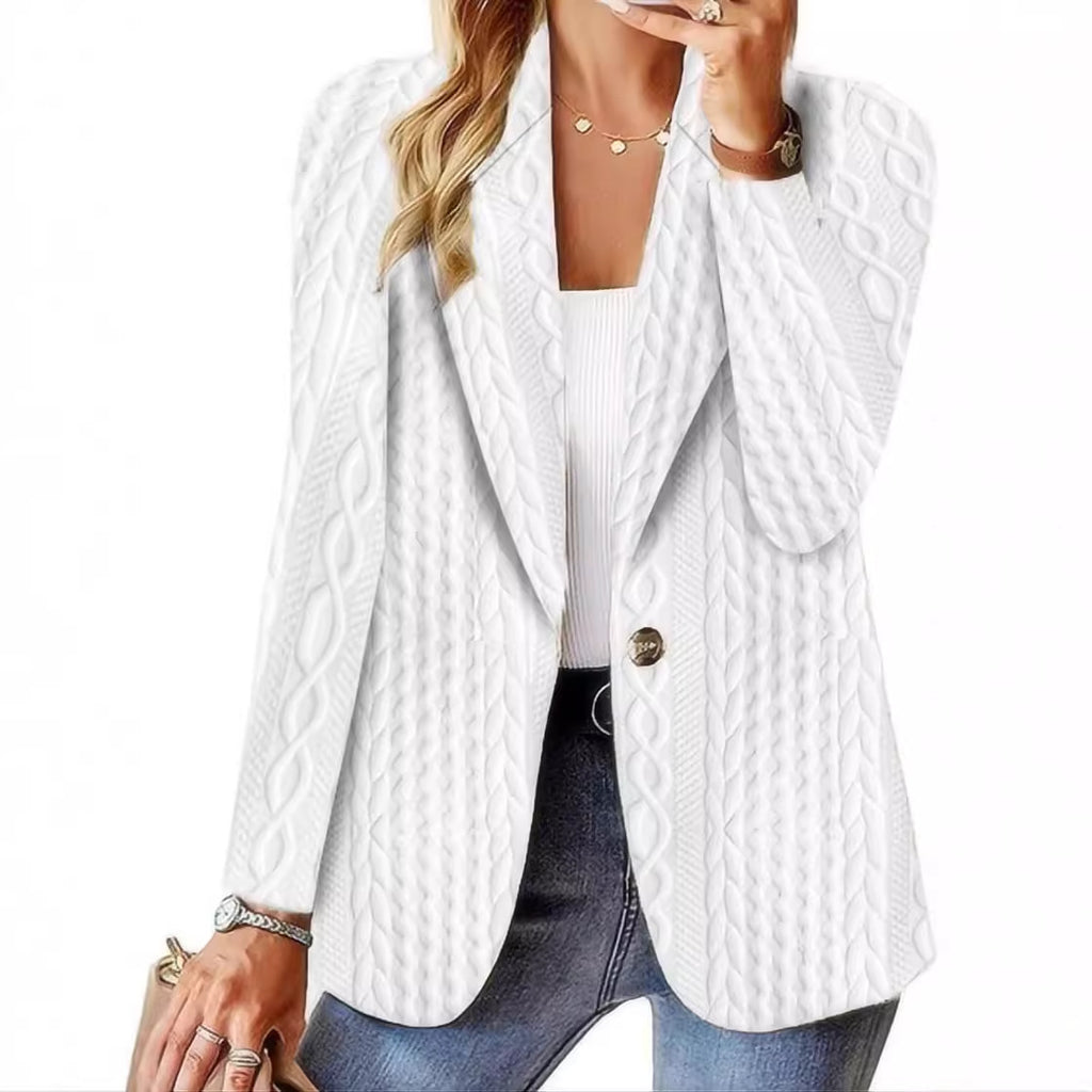 Autumn And Winter Fashion All-matching Solid Color One Button Suit Coat For Women
