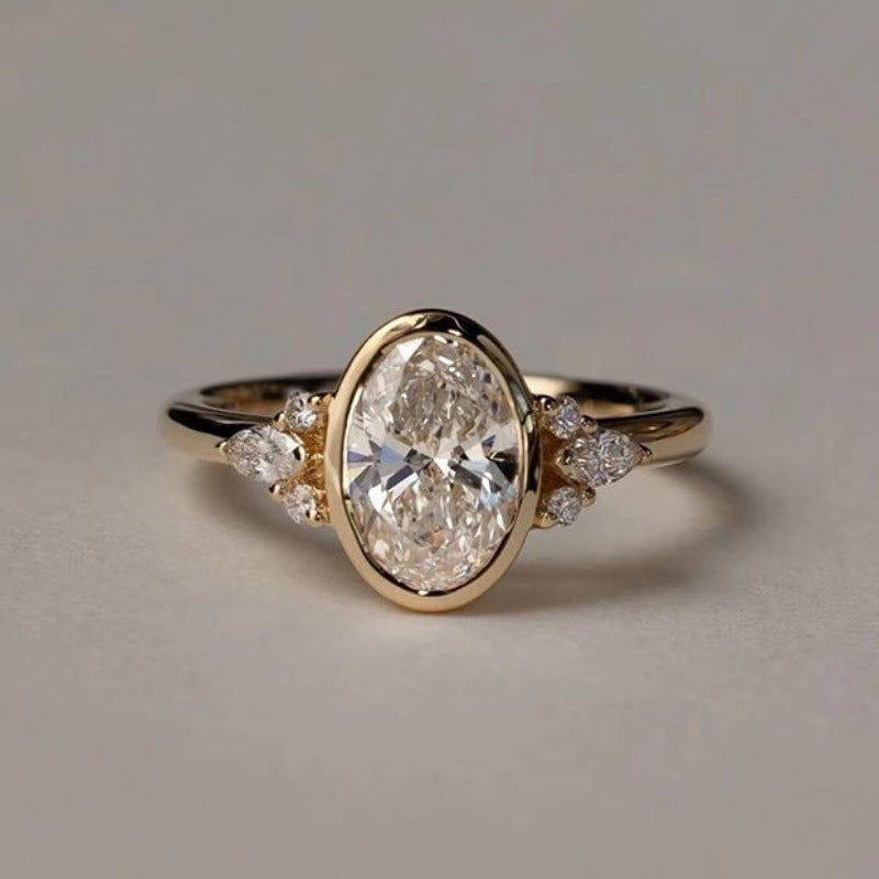 Ins Style Oval Zircon Ring